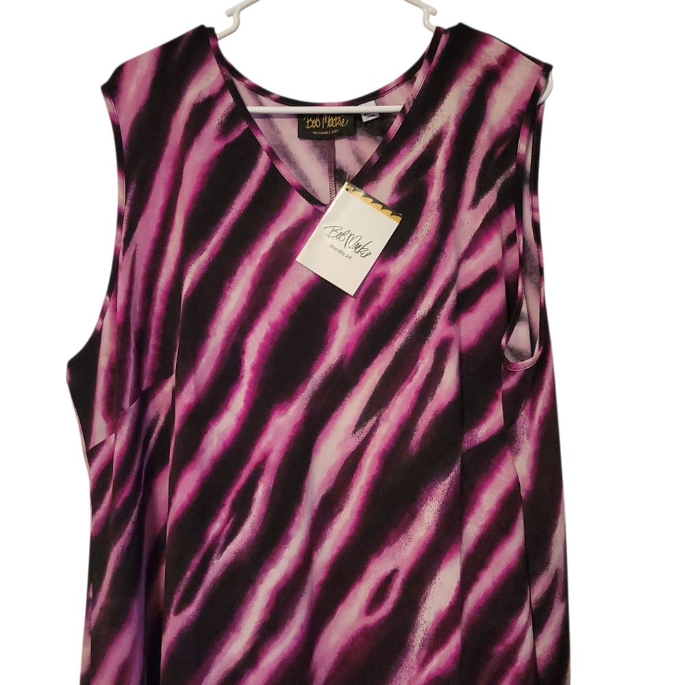 NWT Bob Mackie Wearable Art Pink/ Black Animal Print Sleeveless Dress, Size 2X - Picture 3 of 9